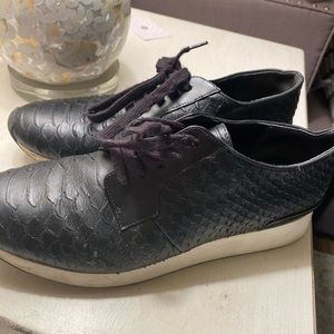 VINCE black python croc sneakers